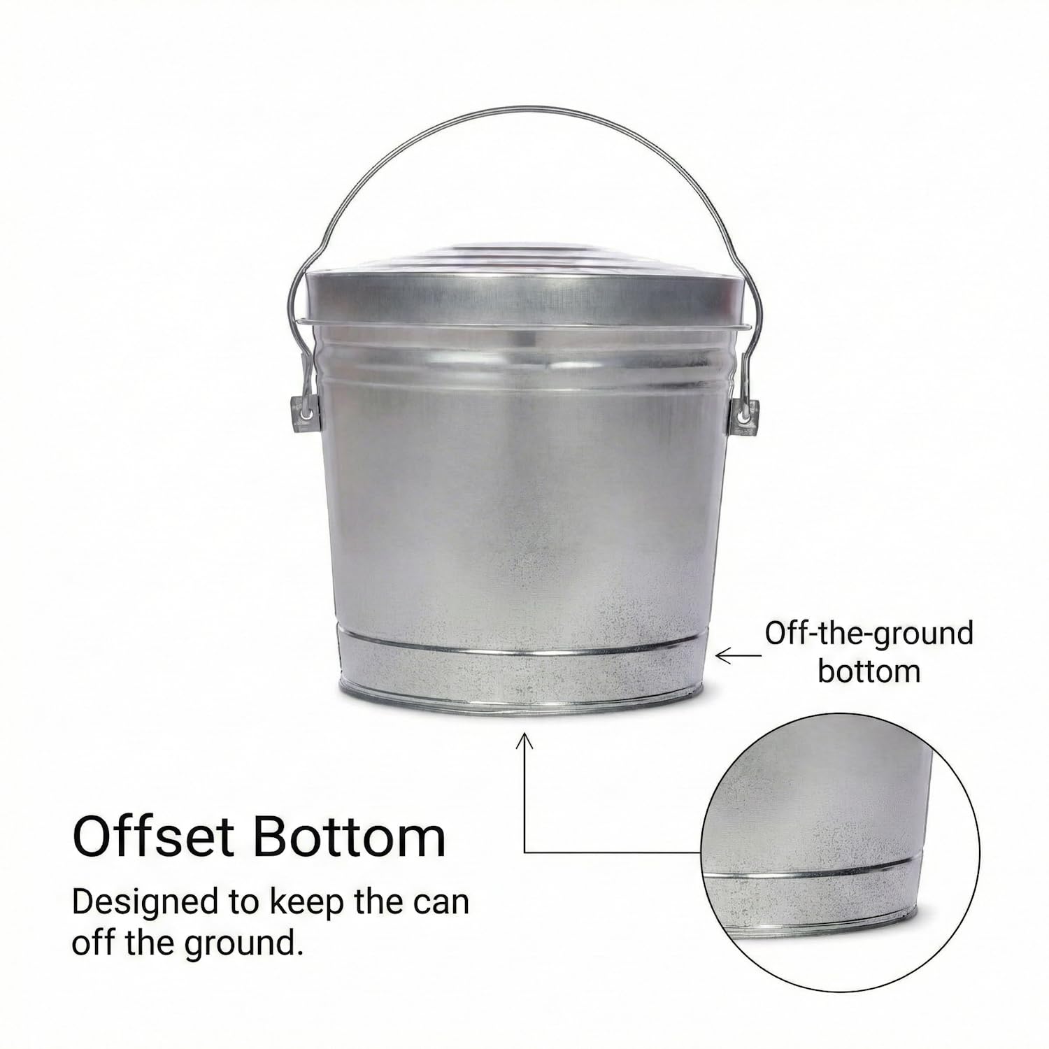 6 Gallon Outdoor Garbage Can, Galvanized Metal Trash Can with Locking Lid, Rust & Weather Resistant Storage Bin for Dog Poop, Pet Food, Charcoal