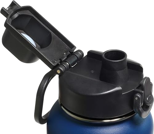 Miniatura 2 de Yerbam Sports Flask - Botella de agua térmica con tapa de pico abierta de un solo toque y tapa con popote cubierta, boca ancha, apta para