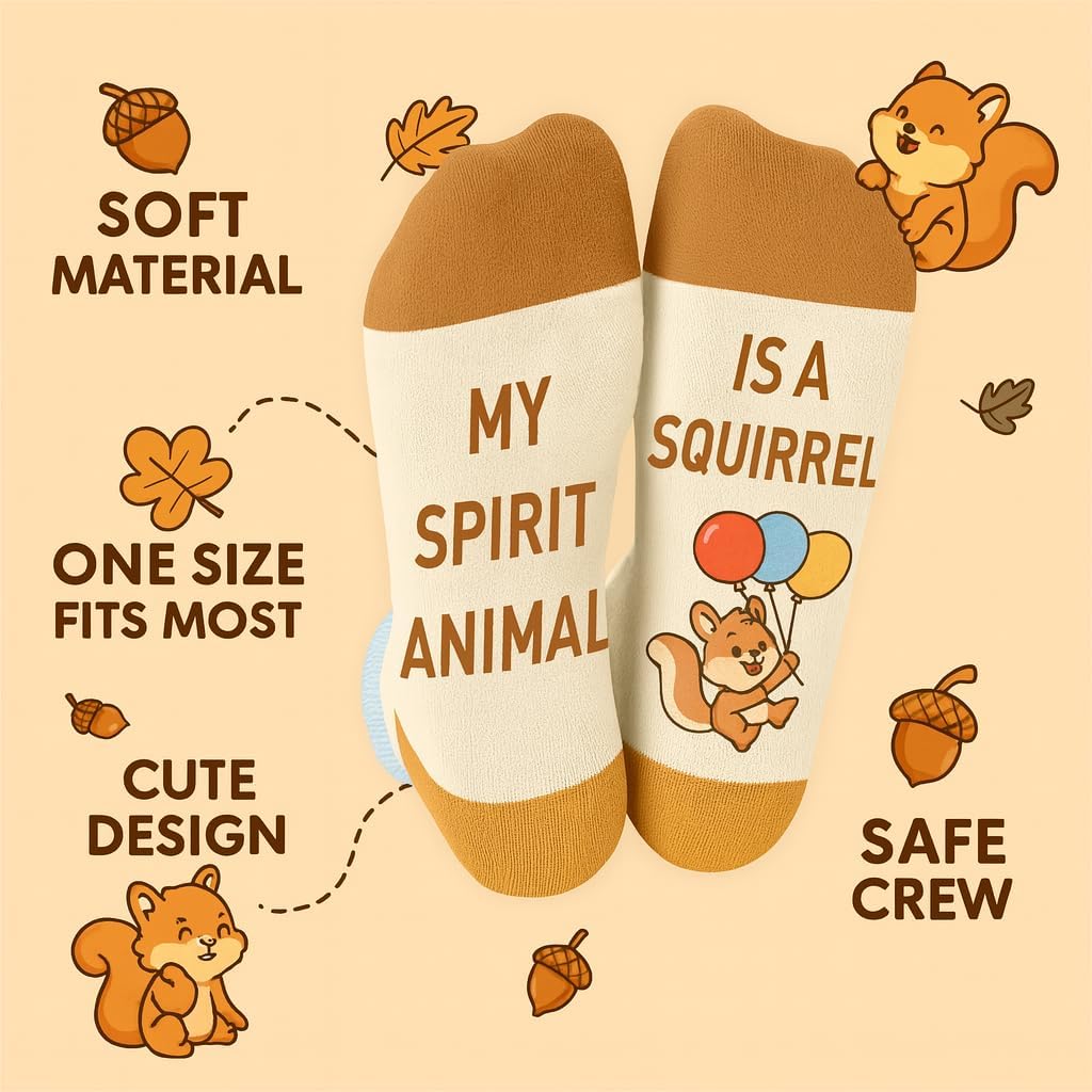 Squirrel Gifts Set Includes Squirrel Funny Gifts Sock, Makeup Bag, Stickers,Earrings