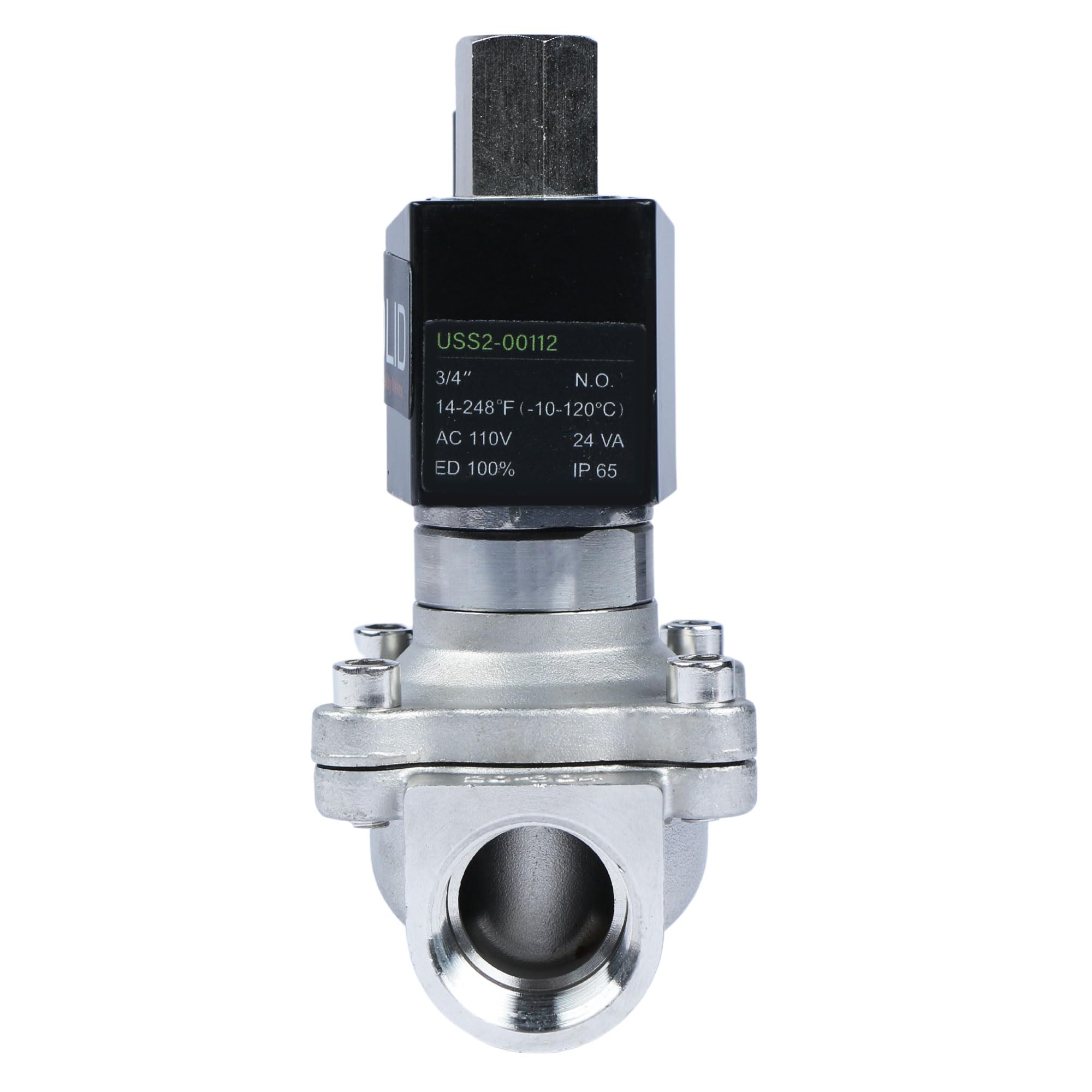 U.S. Solid 3/4" Elektrisch Magnetventil 230V AC Edelstahl stromlos offen VITON Wasser Luft Öl G Gewinde