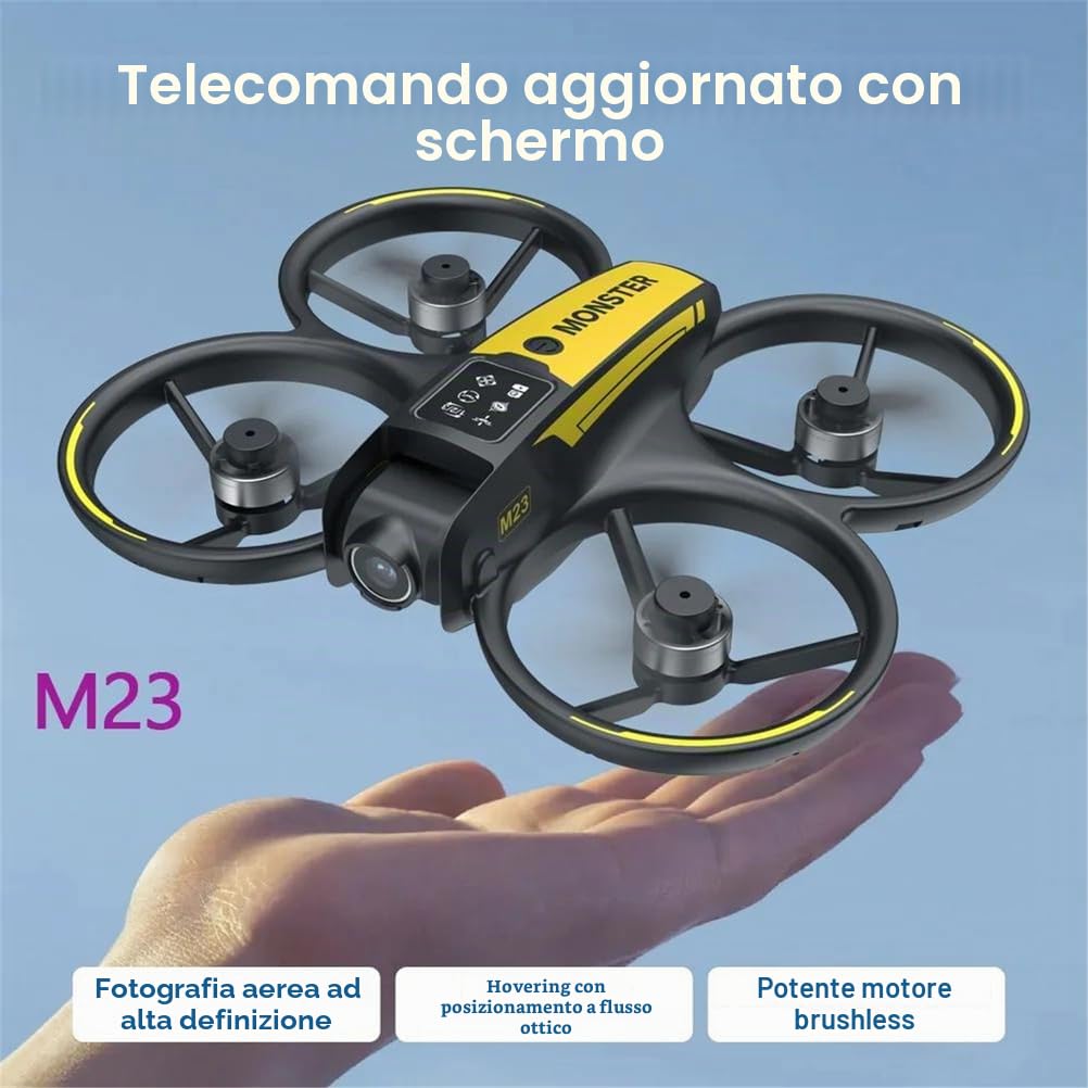 B 6k,Triple Battery,Drone m23 Professional 4k con Doppia Lente e Controllo dello Schermo, Rotazione acrobatica a 360 Gradi, decollo e atterraggio con Un Solo Pulsante