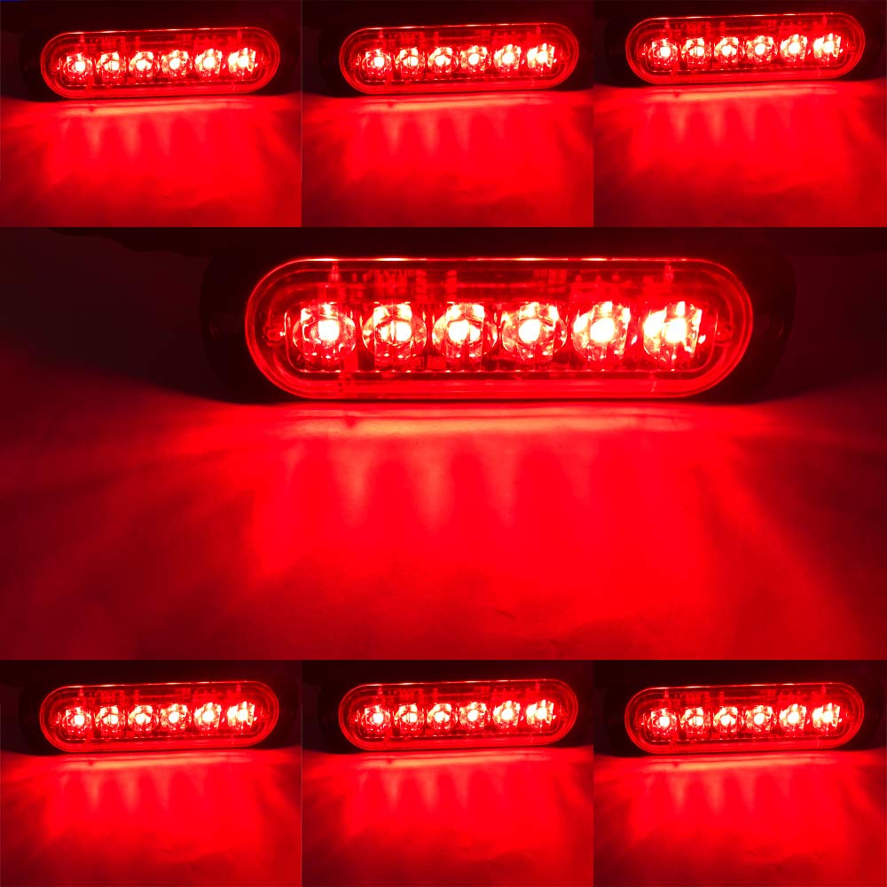 4 szt. Ultra cienkie 6 LED światła ostrzegawcze Red Hazard Migające światło stroboskopowe uniwersalne dla 12-24 V samochód ciężarówka przyczepy kempingowej przyczepy kempingowej do samochodu