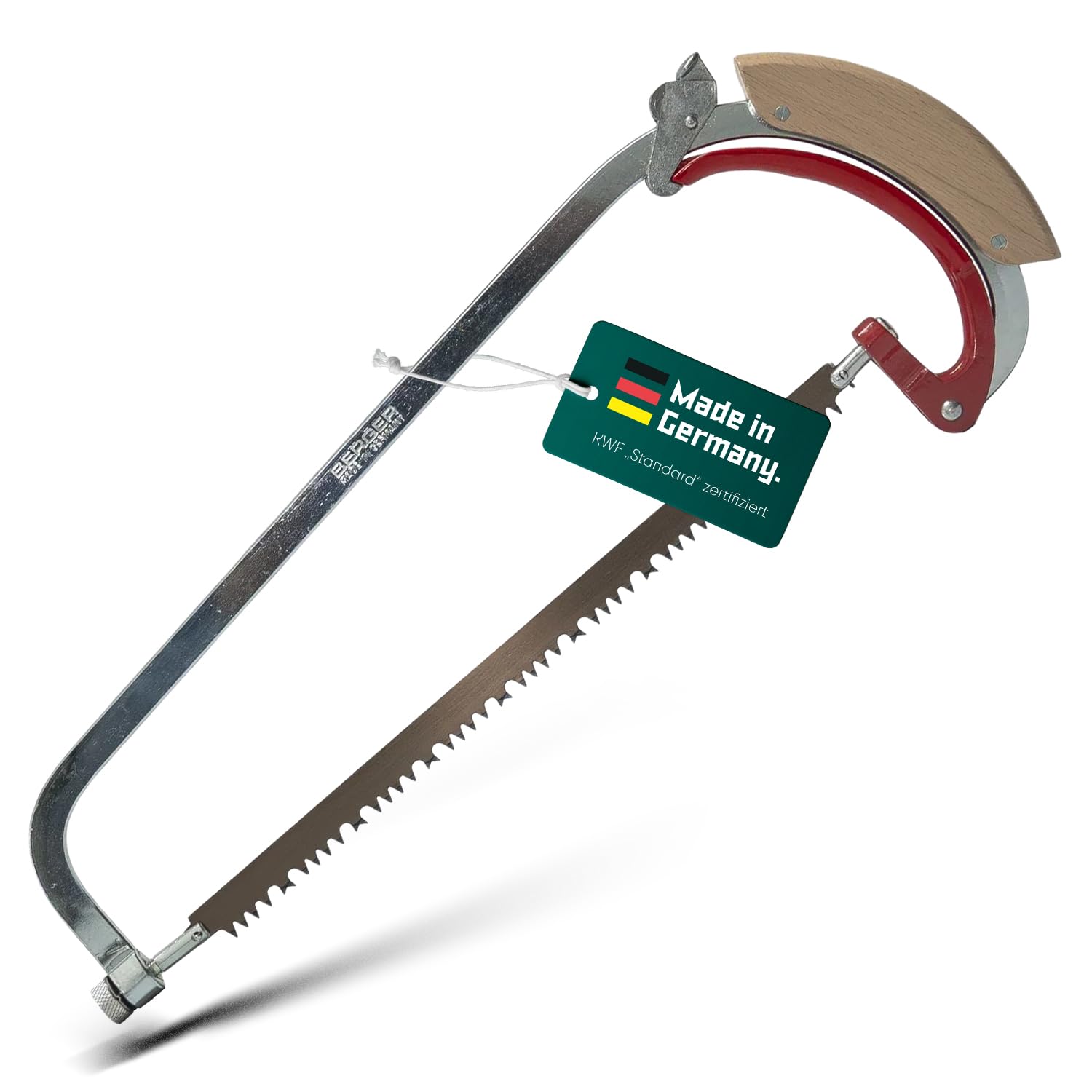 Berger I Bügelsäge 69042 mit Buchenholzgriff und stufenlos drehbarem Sägeblatt I Länge 35 cm I mit Schnellspannung I Baumsäge Handsäge I Astsäge I Made in Germany