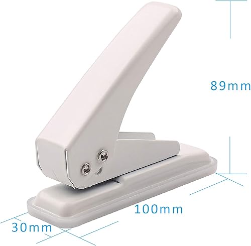 Vista 2 de Single Hole Puncher Handheld 1/4 Inches Hole Punch, 20 Sheet Paper Punch Capacity Metal Hole Puncher with Skid-Resistant Base for Paper, Chipboard