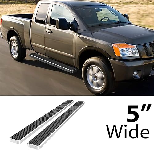 Miniatura 9 de HD Ridez Estribo de acero inoxidable de 5 pulgadas, color negro, compatible con Nissan Frontier King Cab 2005-2024 y Suzuki Equator 2005-2012 Extra