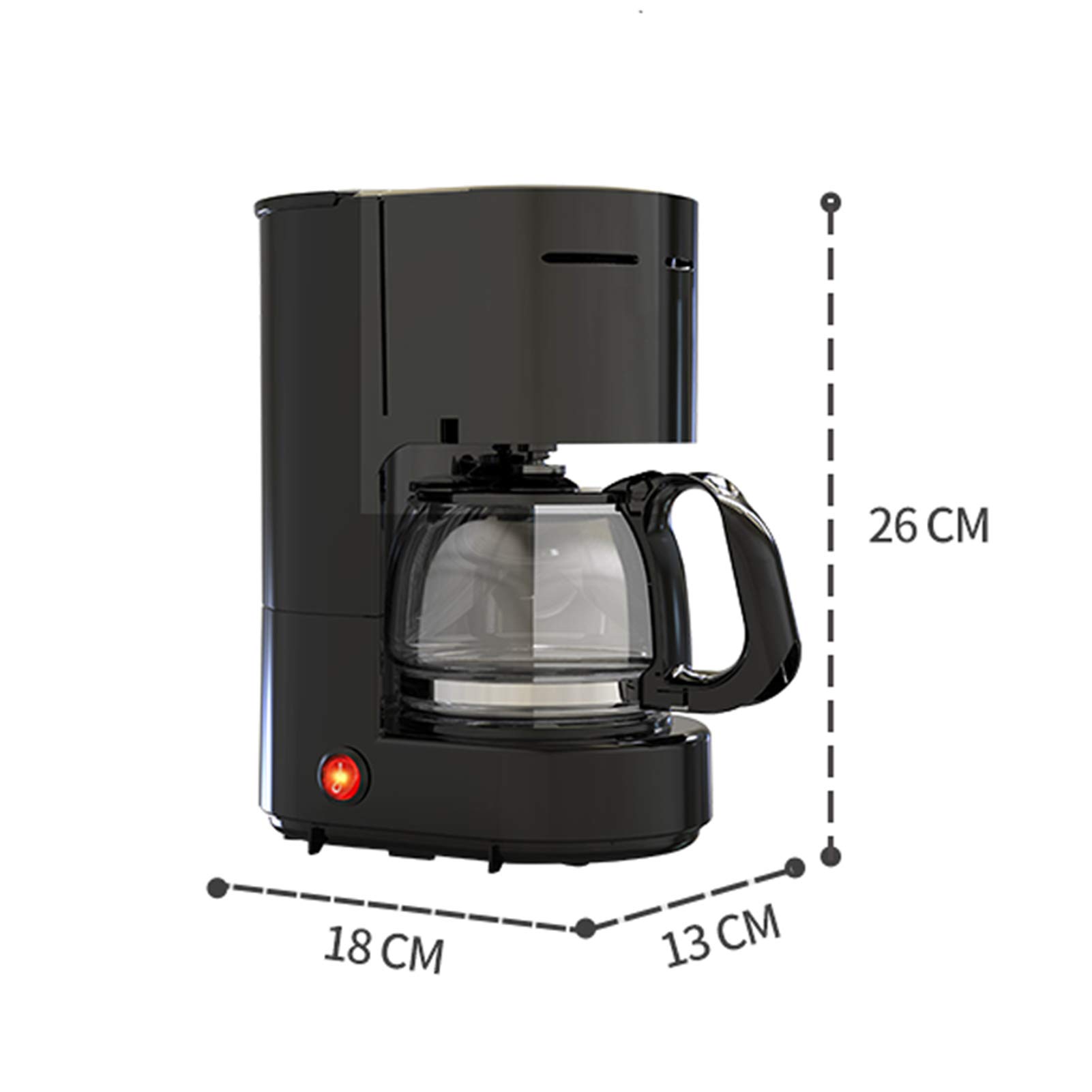 Ekspres do kawy Domowy automatyczny, ekspres do kawy z filtrem ze szklanym dzbankiem, ekspres do kawy American Drip, 600 W, biurowy ekspres do herbaty, czarny B