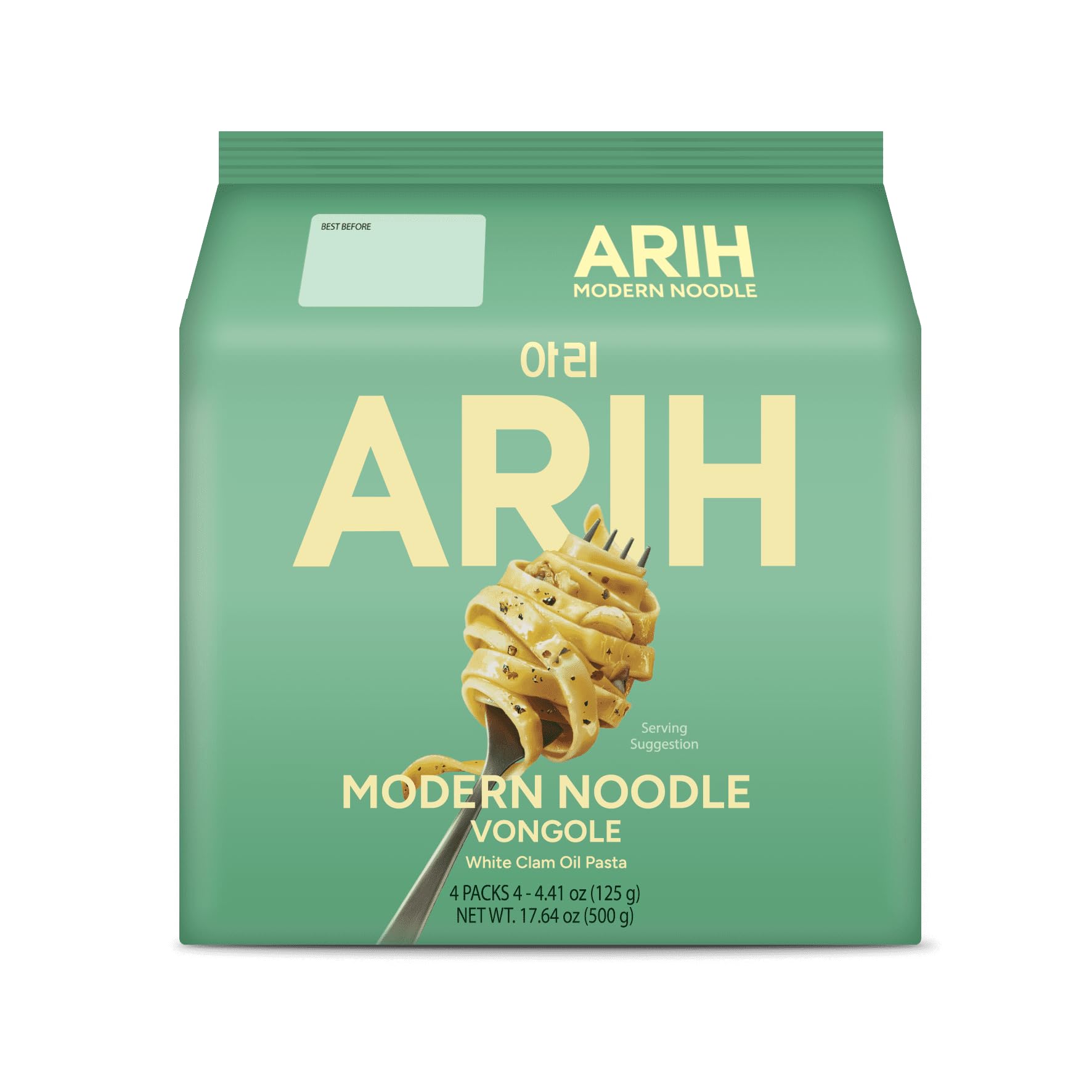 ARIH Noodles Western-Korean Fusion Soup-Less Noodles, 4 Pack (Vongole)