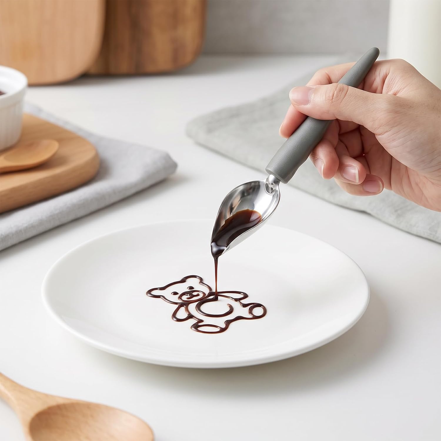 2pcs Drizzle Spoons for Desserts,Chocolate Drizzle Spoons,2 Sizes