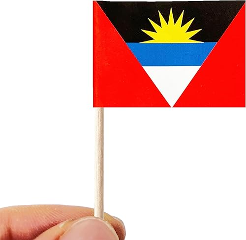 Miniatura 3 de stidsds 100 banderas de Antigua y Barbuda con palillos de dientes de Antigua y Barbuda, mini adornos pequeños para cupcakes de Antigua y Barbuda,