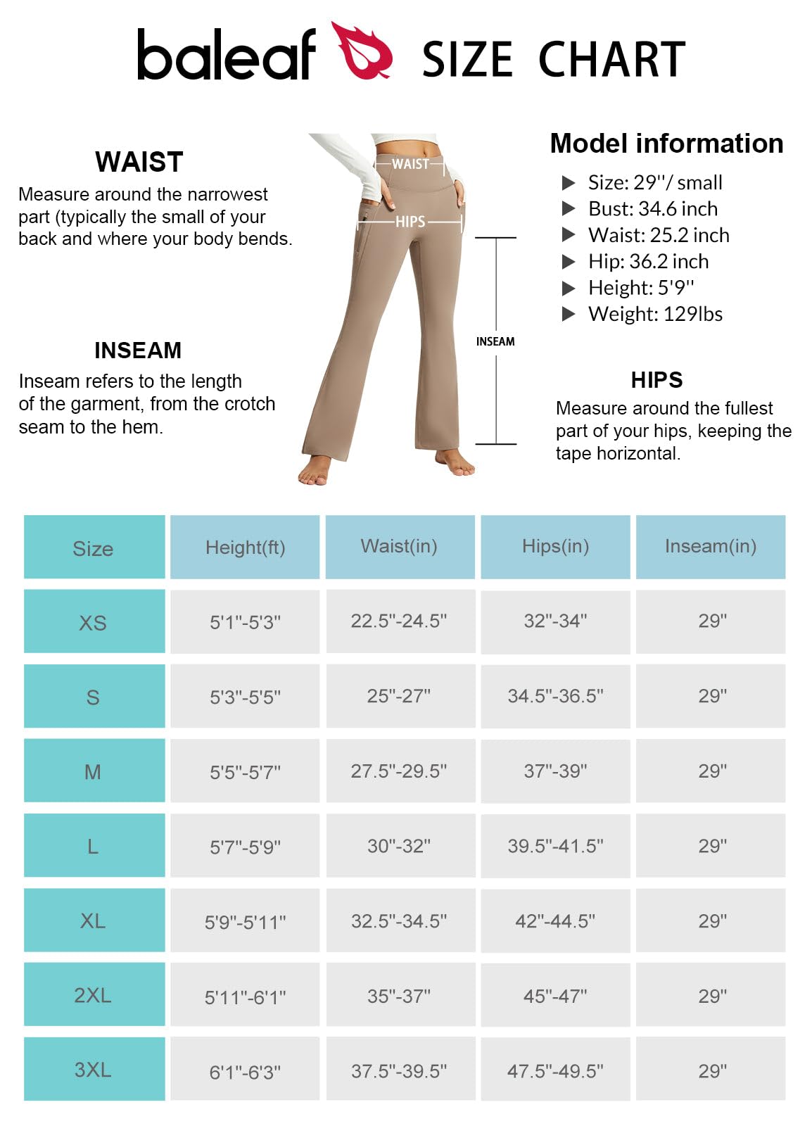 baleaf Women's Fleece Lined Flared Leggings Thermal Trousers with Pockets Walking Yoga Pants Water Resistant High Waisted Bootcut Bootleg
