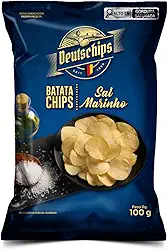 Salgadinho Batata Chips Sal Marinho Deutschips 100G, Batata Frita Lisa Sabor Sal Marinho, Azul