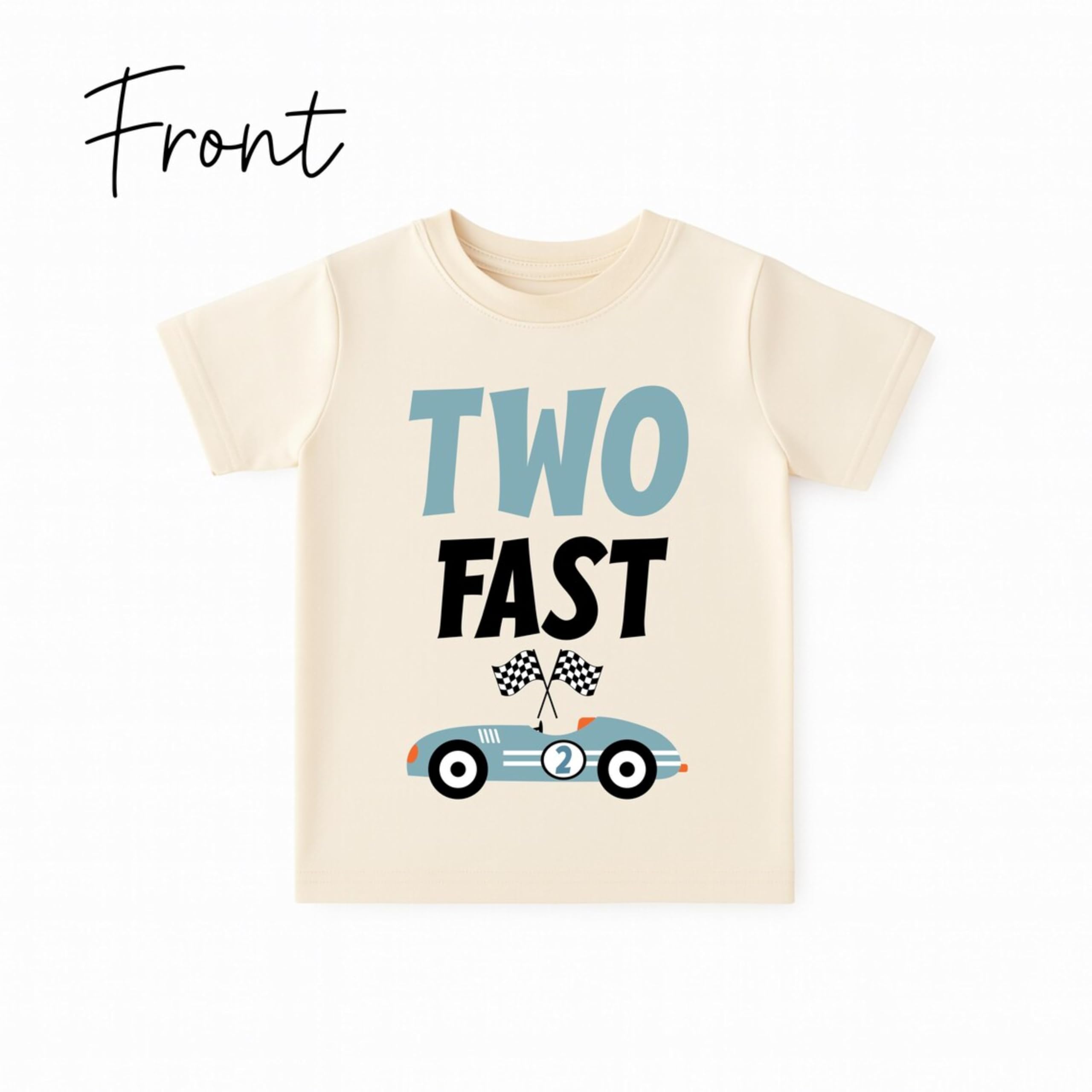 2nd Birthday Boy Shirt – Two Fast Vintage Race Car Baby Boy Birthday Tee - 3