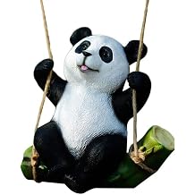 Garden Statue, Funny Animal Indoor Outdoor Swing Panda Ornaments Decor Sculpture, for Patio House Lawn