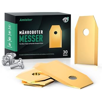 Amteker 30 x Titanium Knife Blades Robotic Lawnmower Knife Accessories 3 g - 0.75 mm 30 Schrauben f r Alle Husqvarna  Gardena  / Automower  M hroboter Zubeh r f r Rasenm her Roboter Rasenm her Ersatzklingen