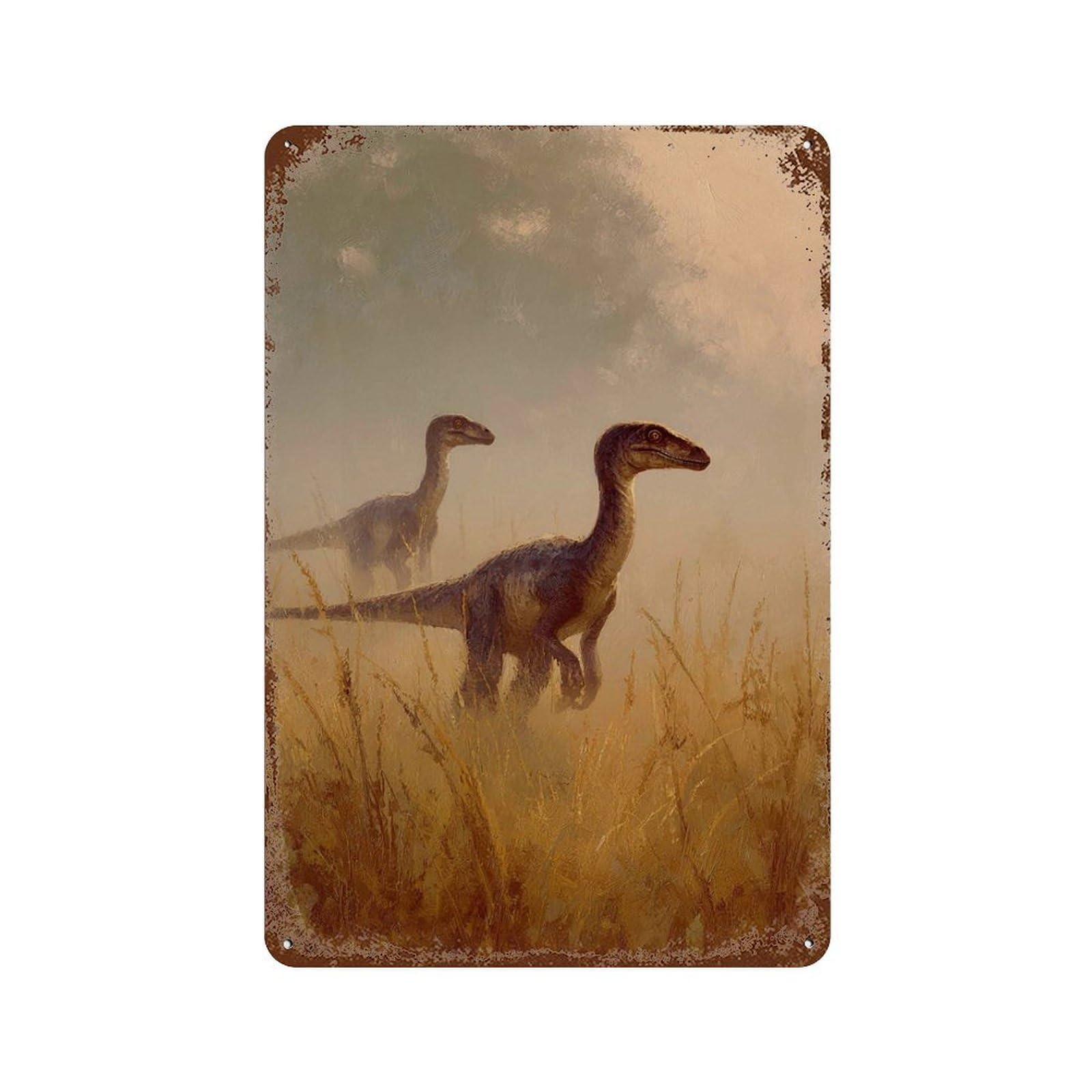 xiaoxiaoshen Dinosaur Prehistoric Realistic Raptor Ancient Wildlife Jurassic Nature Work Home Wall Decor Art Metal Tin Poster Modern Home Decor Art Home Bar Shop Decorations Vintage Sign 30x20cm