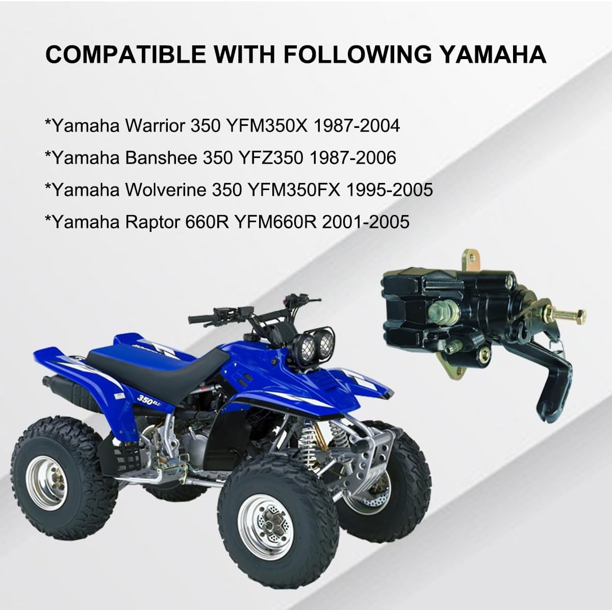 Rear Brake Caliper Assembly Fits for Yamaha Warrior 350 YFM350X Banshee 350 YFZ350 Wolverine 350 YFM350FX Raptor 660R YFM660R with Brake Pads Parking Break 1UY-2580W-01-00