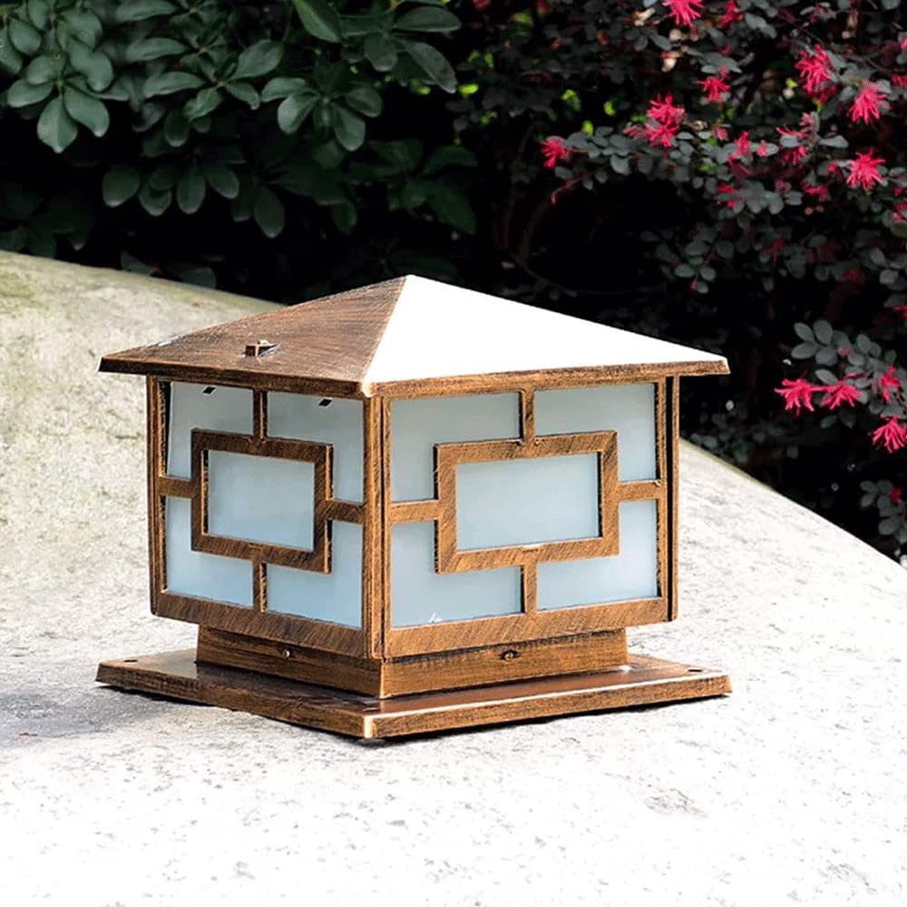 European Square PillarLamp, wasserdichte E27-Säulenleuchten, Aluminium-Säulenmastlampe für den Außenbereich, Acryl-Lampenschirm, Villa-Rasen-Garten-Landschaftslampe