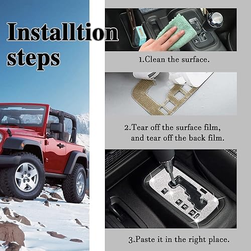Miniatura 5 de HAOBO Bling Gear Box - Adhesivo decorativo para marco de caja de cambios compatible con J-eep Wrangler 2012-2018 accesorios brillantes para el