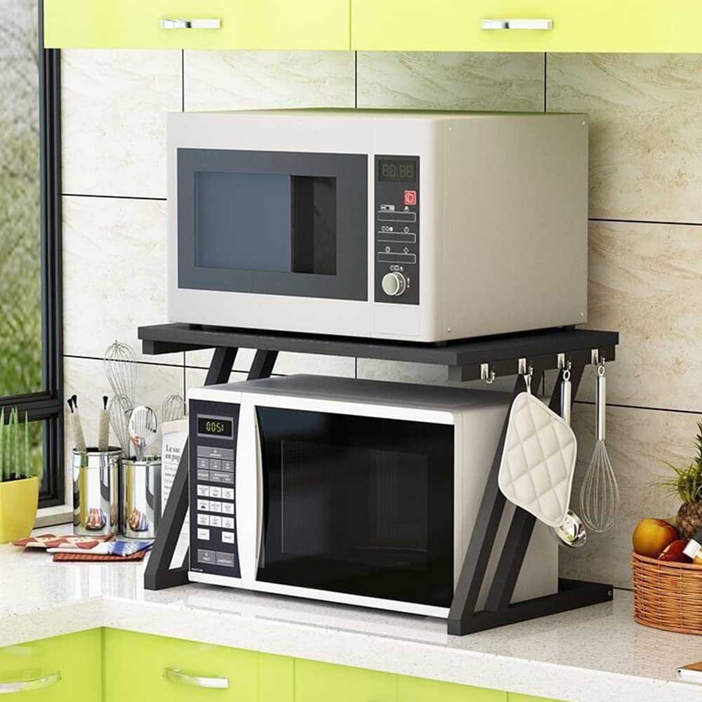RELOVE Scaffale per Forno a Microonde, Mensola per Forno a Microonde da Cucina Organizzatore a 2/3 Ripiani, Fino a 25 kg (57 * 38 * 38 cm Z nero)