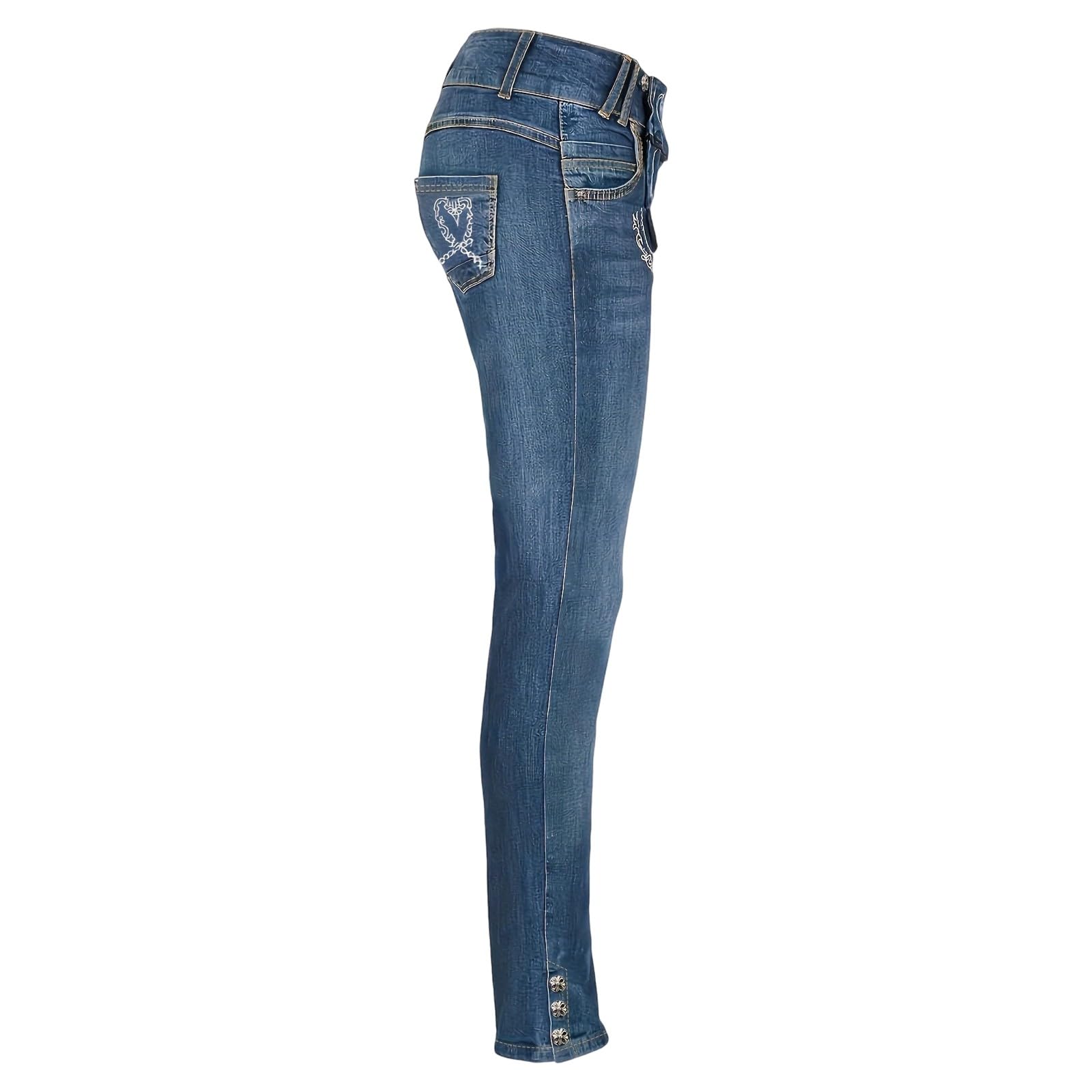 Genérico Pantalones Mujer Comodos, Pantalon Chandal Mujer, Pantalón Vaqueros de Cintura Alta Pierna Recta Detalle Bordado Casuales Cómodos Diario Primavera Otoño Joggers Pantalon