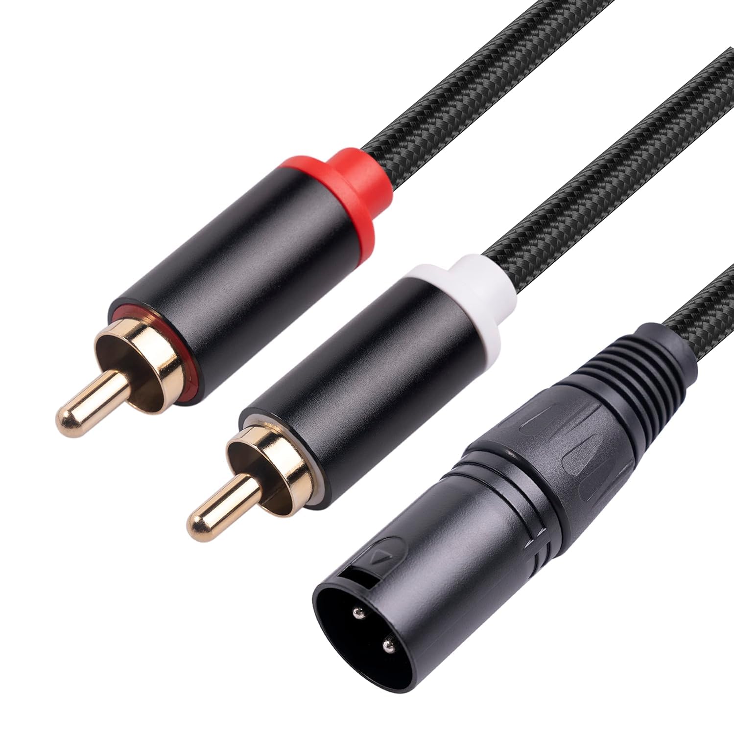 Podwójny kabel rozgałęźny RCA na XLR męski Y, asymetryczny, 2 x RCA / phono do 1 XLR, kabel adaptera Y (3 m)