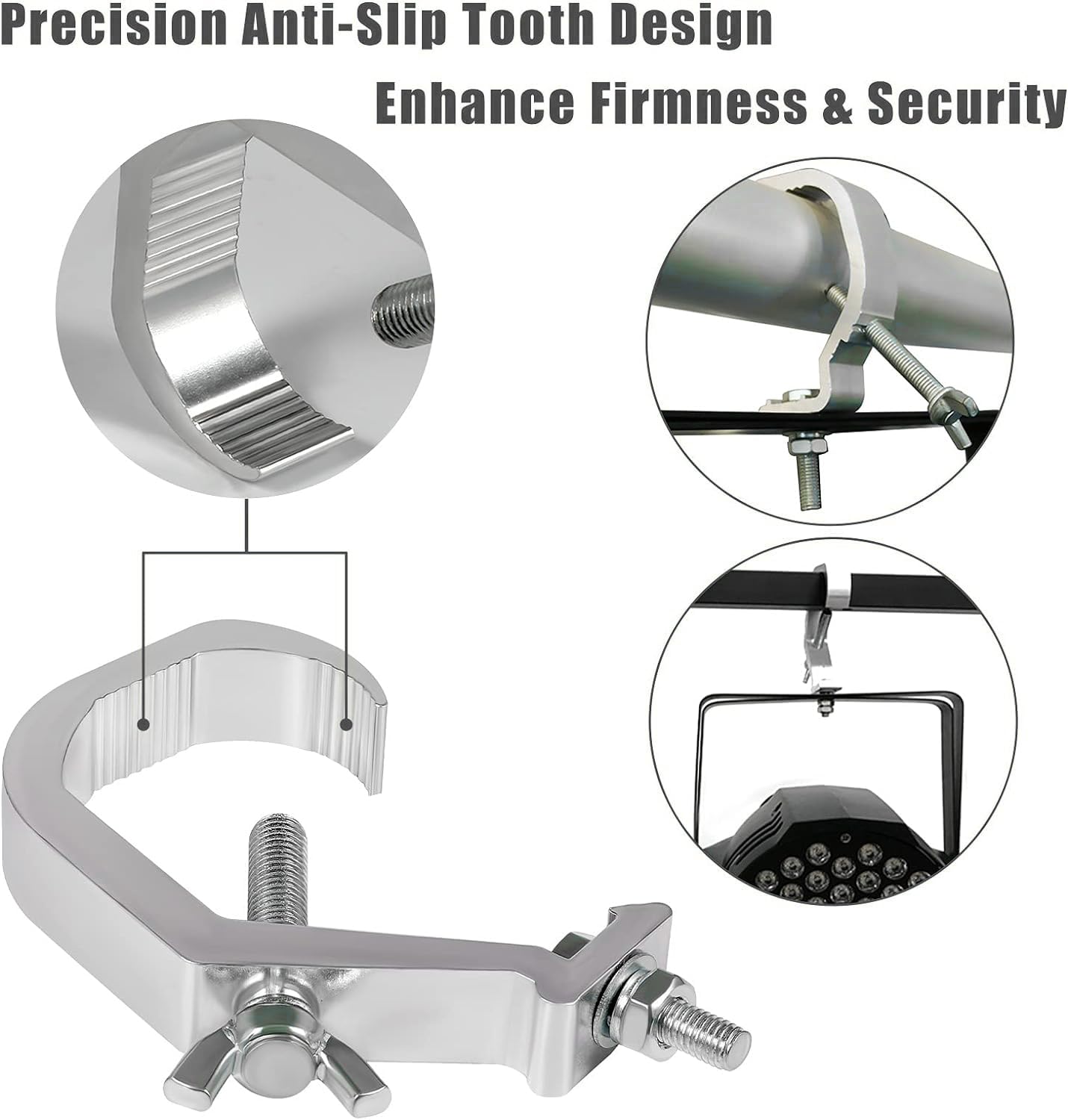 Pince De Fixation Pour éclairage DJ/scène - Alliage D'aluminium, Pour Tubes 30-36 Mm, Pivotante - Support Léger Et Stable Pour Projecteurs