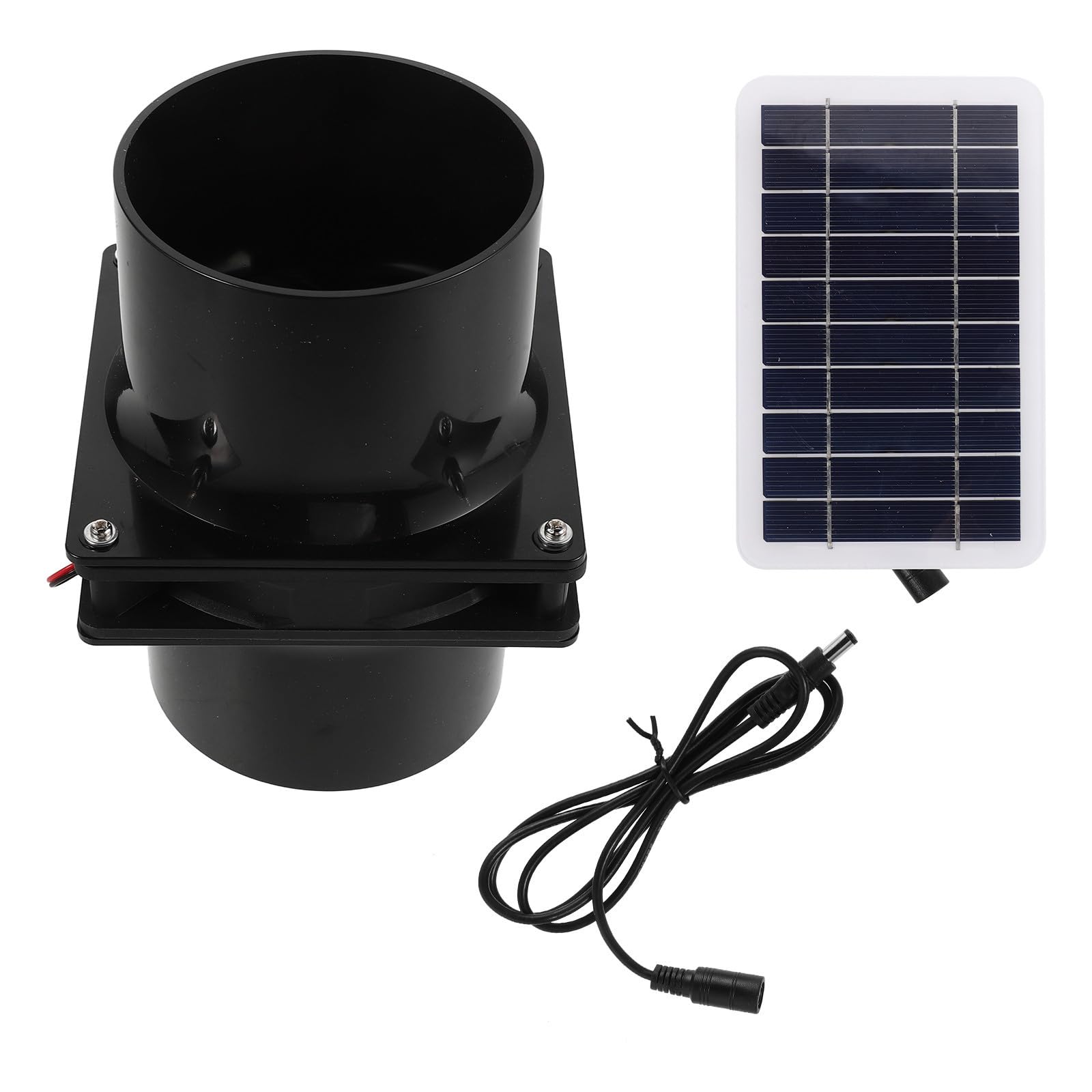 Ventilatore Estrattore Solare 10w per Canile, Ferro Nero | Ventilazione Automatica, Raffreddamento Esterno, Montaggio Semplice, Circolazione Aria, Uso in Ricoveri Animali