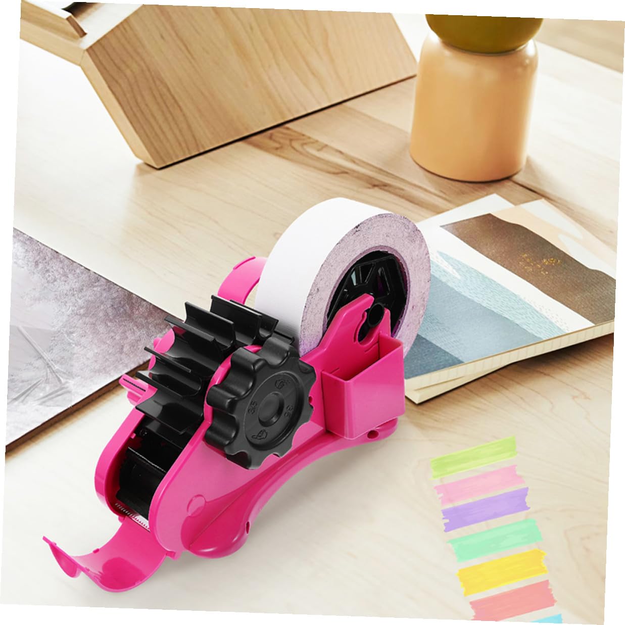 DOITOOL Dévidoir Semi-automatique Multifonction Robuste pour Ruban Adhésif avec Porte-rouleau Intégré Distributeur Polyvalent pour Emballage et Bricolage Bureau