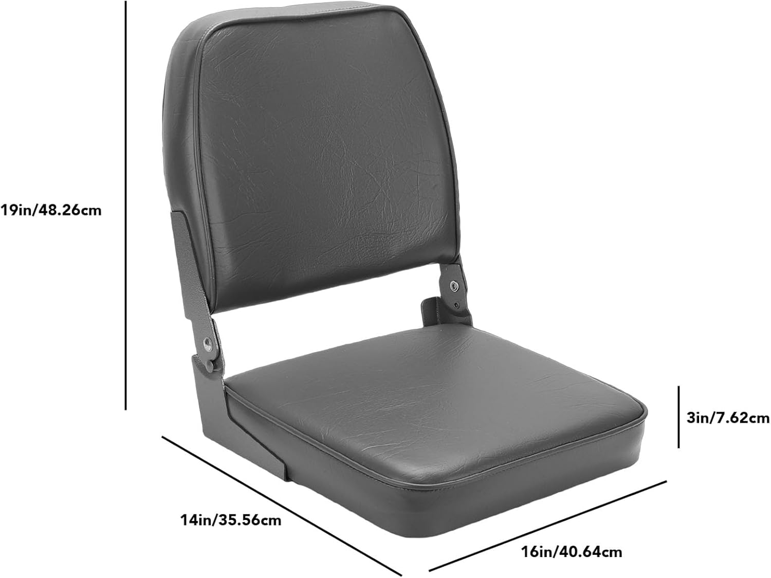 Folding Boat Seat, Thick Marine Grade Foam Padding Boat Cabin Seating with Aluminum Alloy Hinges, Lightweight Foldable Boating Chair with Backrest for Bass Canoe Pontoon