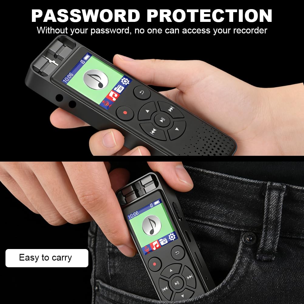 Grabadora de voz de 128 GB, mini grabadora con reproducción y grabadora de voz controlada por voz, con cancelación de ruido para presentación/entrevistas/clases/reuniones