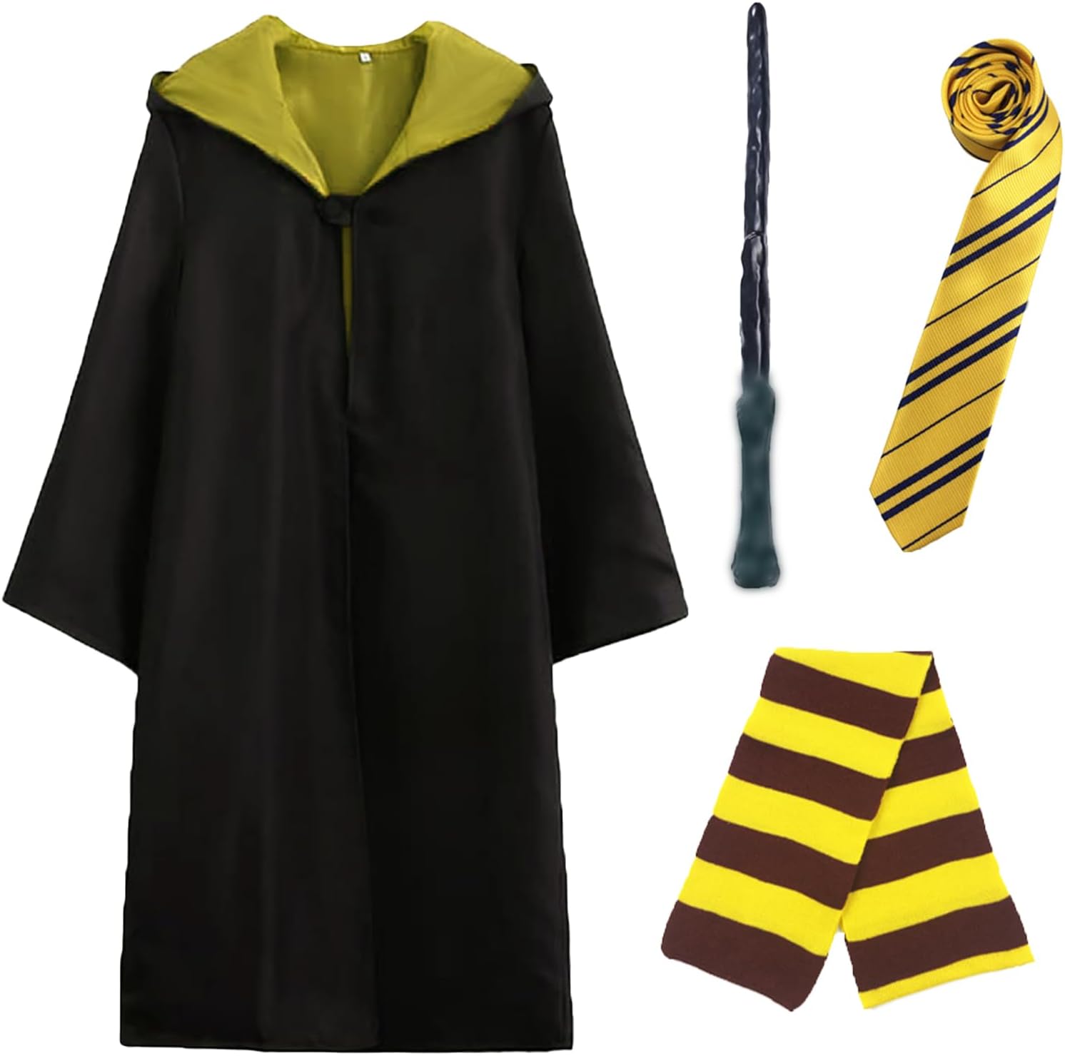 Wizard Costume Cosplay Set, Wizard Cloak Robe for Adults Teens, Wizarding Halloween Costume Accessories for Party