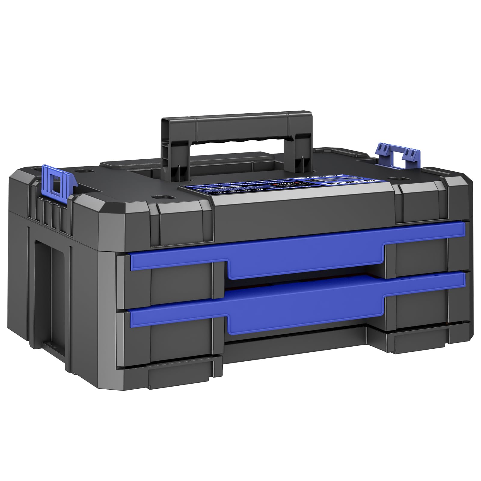 Caja Herramientas de 43CM con Dos Cajones,AIRAJ Caja de Herramientas Modular,Caja Herramientas Vacia Apilable,Con Compartimentos Separadores,Para Guardar Herramientas y Accesorios Pequeños(SC1-B)