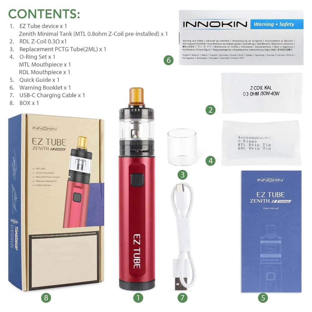 For Innokin EZ Tube Kit 40 W Pen Vape (Gris Lunaire) alimenté par une  Batterie 2100