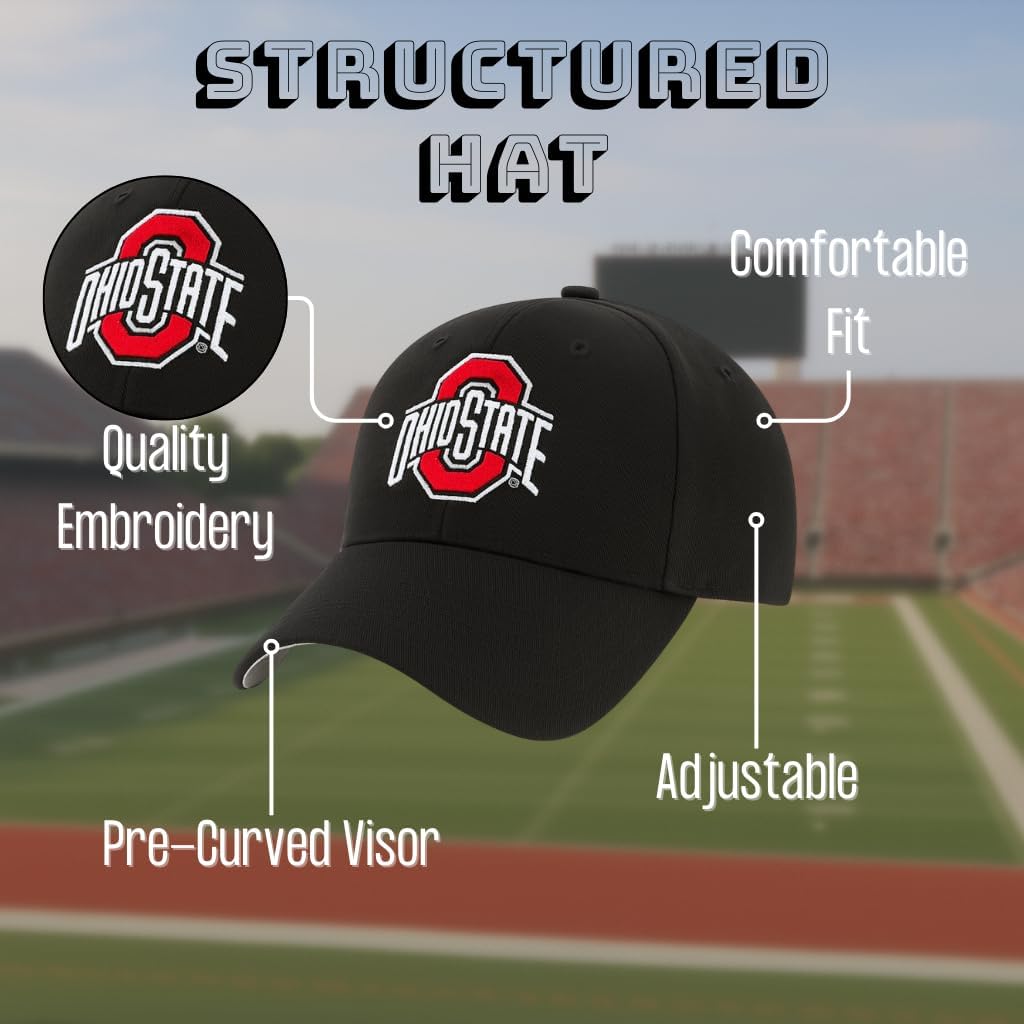 Officially Licensed Ohio State Black MVP Hat Classic Primary Team Logo Adjustable Embroidered Structured Cap (Multicolor) - Image 4