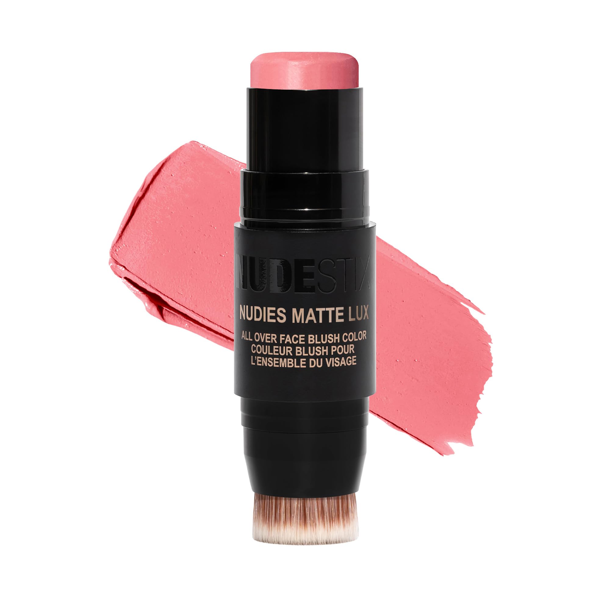 NUDESTIX Nudies Matte Lux Blur Blush Stick Rosy Posy 7g – Soft Blurring Cream Blush for Cheeks, Eyes & Lips – Airbrushed Matte Finish, Cool Fuchsia Pink