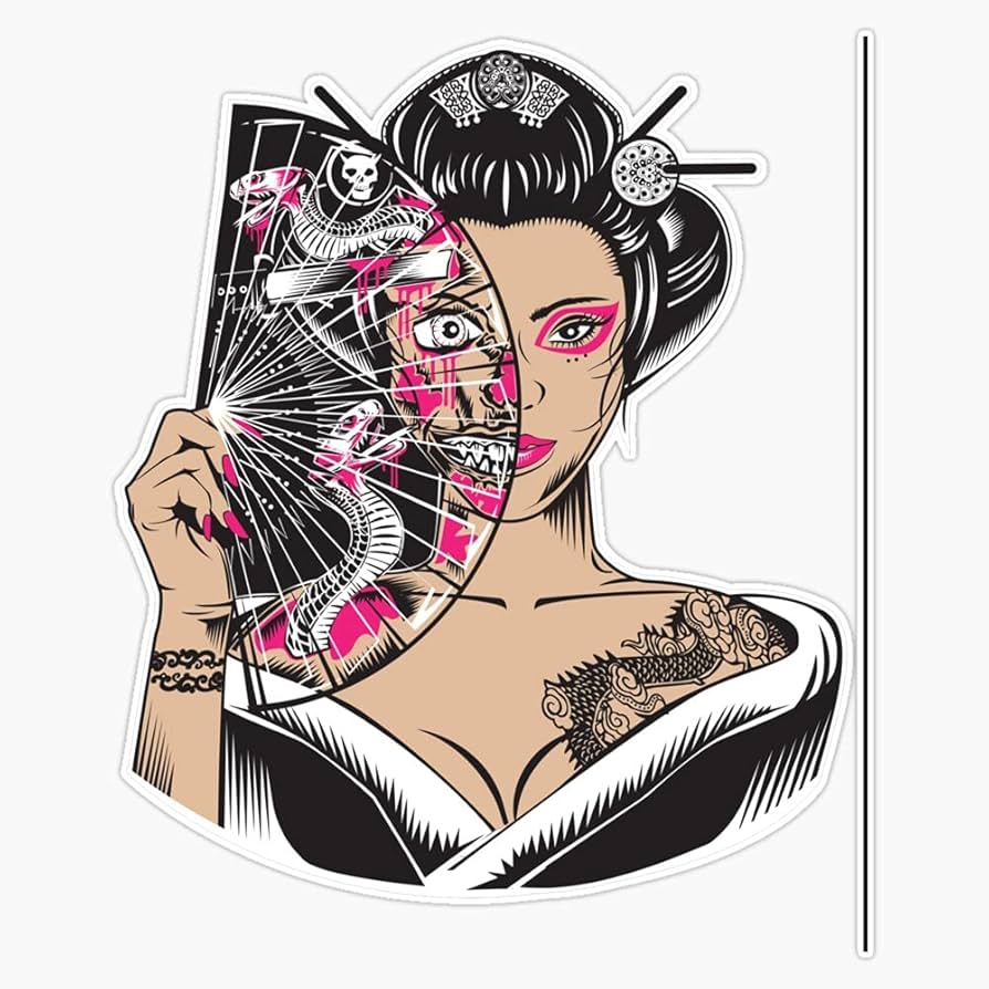 Amazon.com - Retro Vintage Zombie Japanese Geisha Fan Waving