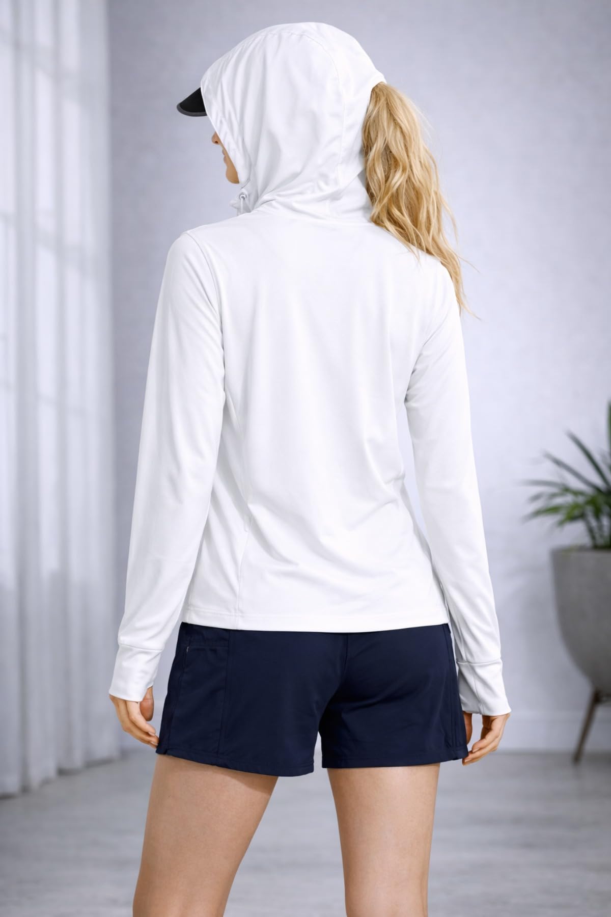Chaqueta de protección solar con capucha para mujer, de ala ancha, máscara facial refrescante, para pesca atlética, chaqueta de rendimiento al aire libre — view 4
