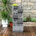 39.96''H Garden Water Fountains Outdoor 5 Tiers Rock Indoor Waterfall Fountain Modern Floor Standing Water Feature Wall with LED Light for Backyard Deck Porch Home Art Decor