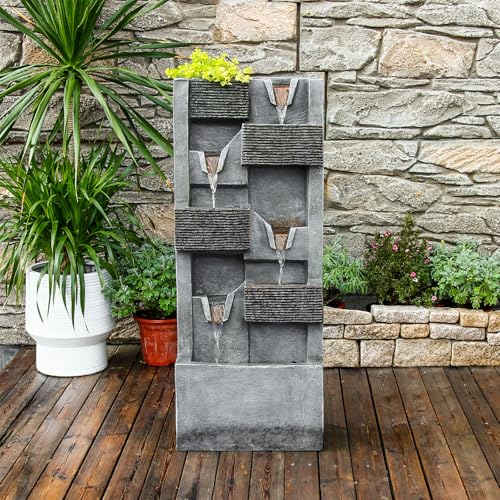 39.96''H Garden Water Fountains Outdoor 5 Tiers Rock Indoor Water...