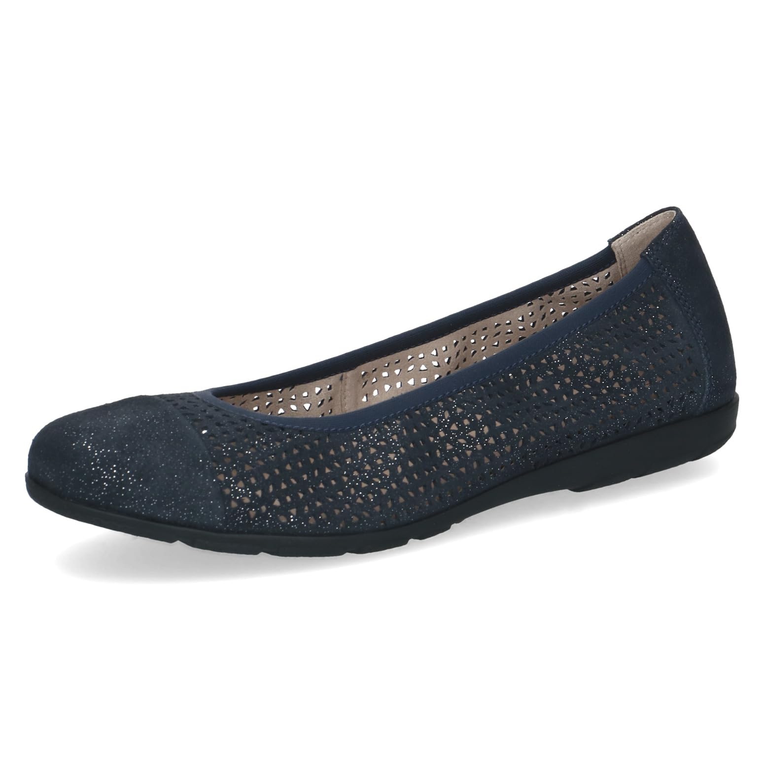 Caprice Women's Ballet Flats in Leather, Blue (Ocean Sparkle), 3.5 UK
