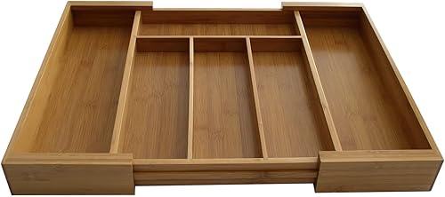 Miniatura 3 de Sur La Table Bandeja de cubiertos de bambú expandible, marrón
