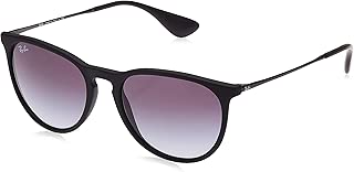 Ray-Ban RB4171 Erika Round Sunglasses, Black Rubber/Grey Gradient, 54 mm