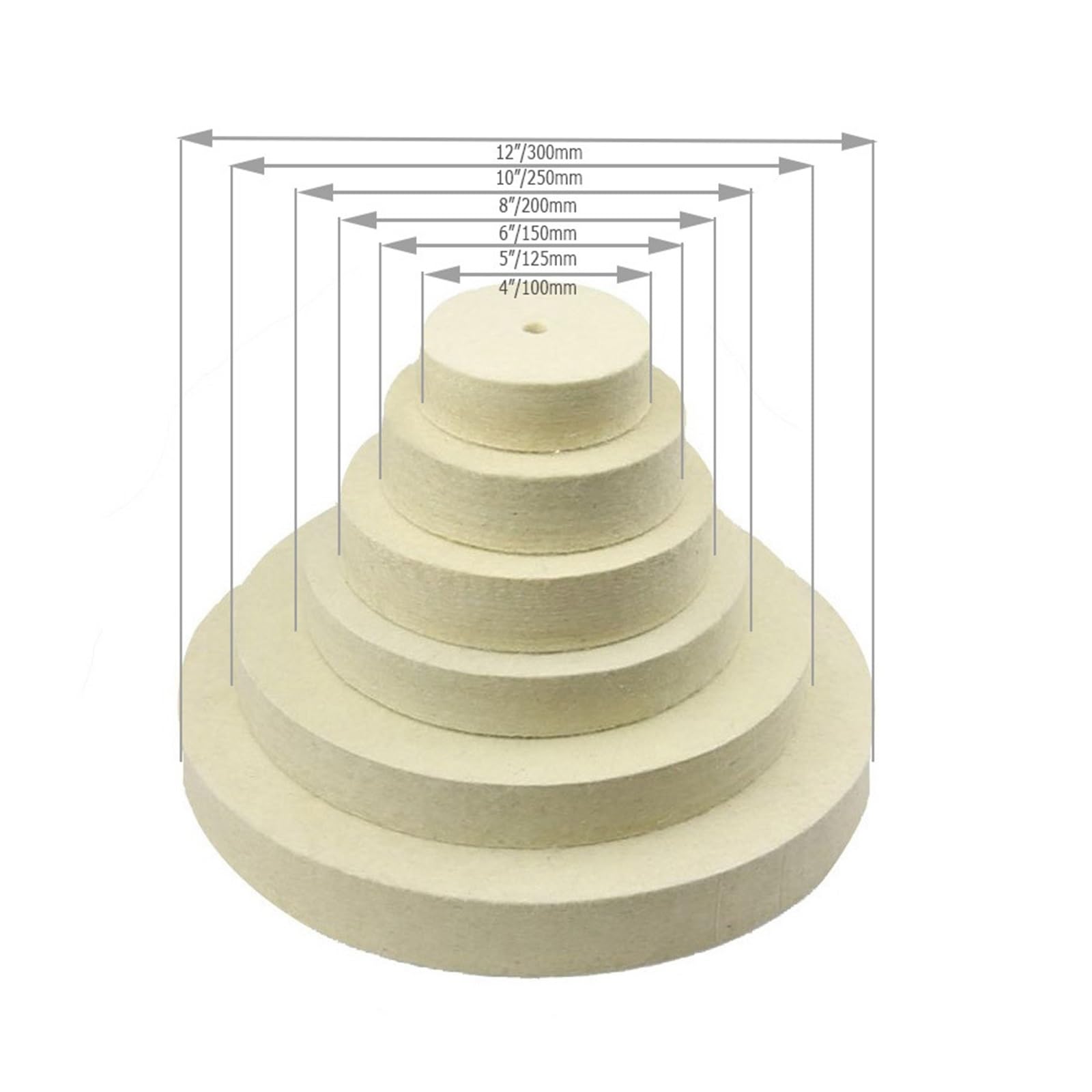 Générique Roue de Polissage en Feutre de Laine 125-300mm x 25mm, Roue de Polissage en métal Jade, Finition de Surface de Miroir, Outil de meuleuse d'établi