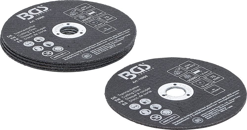 BGS 70998 | Zestaw tarcz tnących | do stali szlachetnej | Ø 75 x 1,0 x 10 mm | 5 szt.
