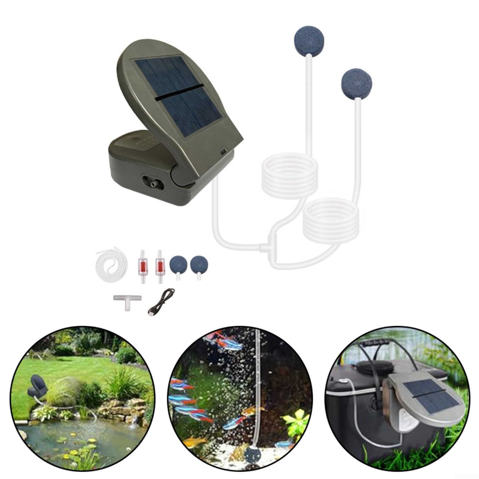 Aérateur de bassin solaire, pompe de bassin solaire pour extérieur, pompe à oxygène solaire multi-mode aérateur d'aquarium aérateur portable