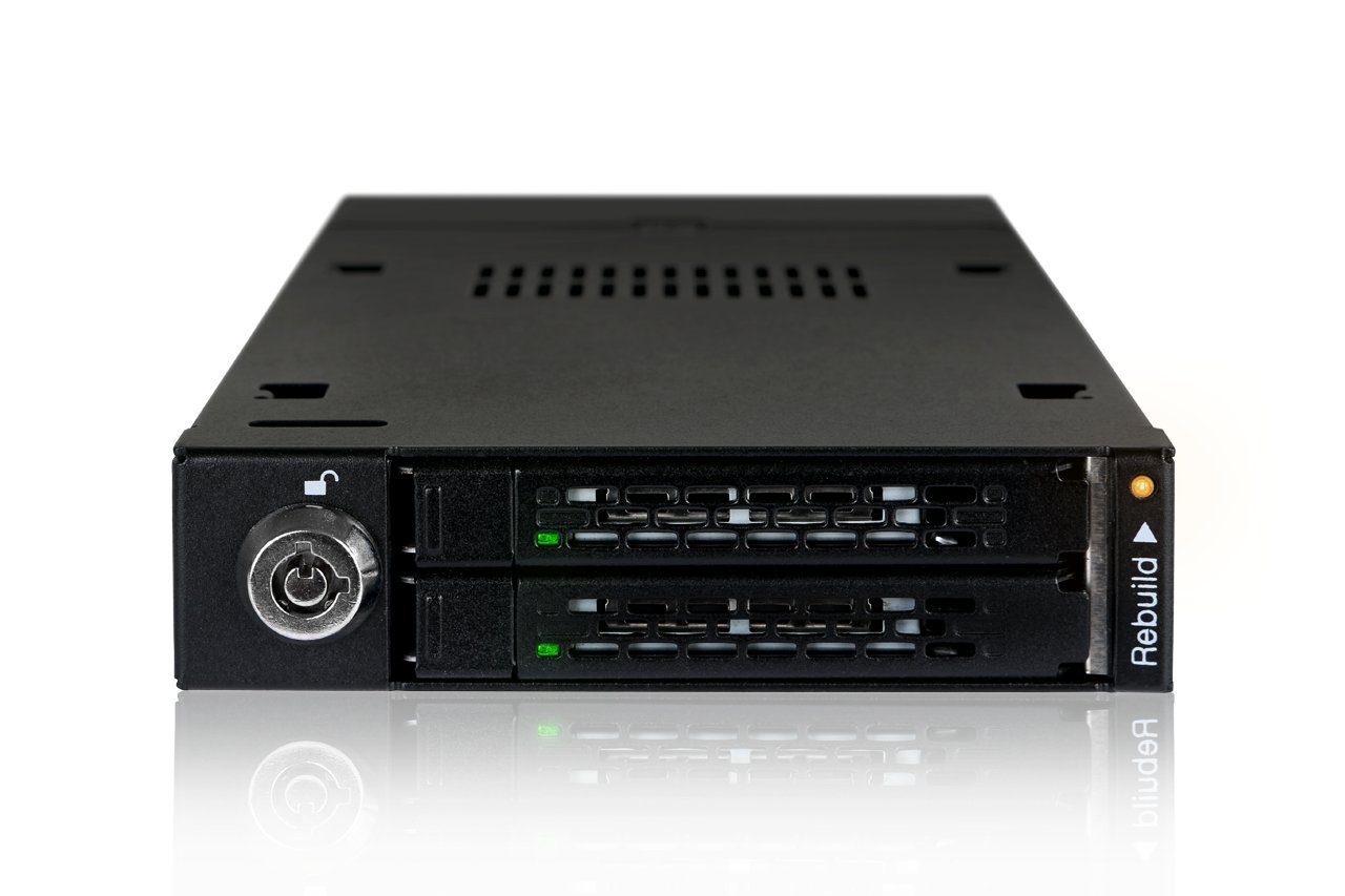 ICY DOCK ToughArmor MB992SKR-B Rack móvil, Robusto gabinete de Rack metálico para 2 x SSD o 2.5" SATA HDD en 1 bahía de 3.5 con Sistema Raid Integrado, Raid 0/1 / Big/JBOD