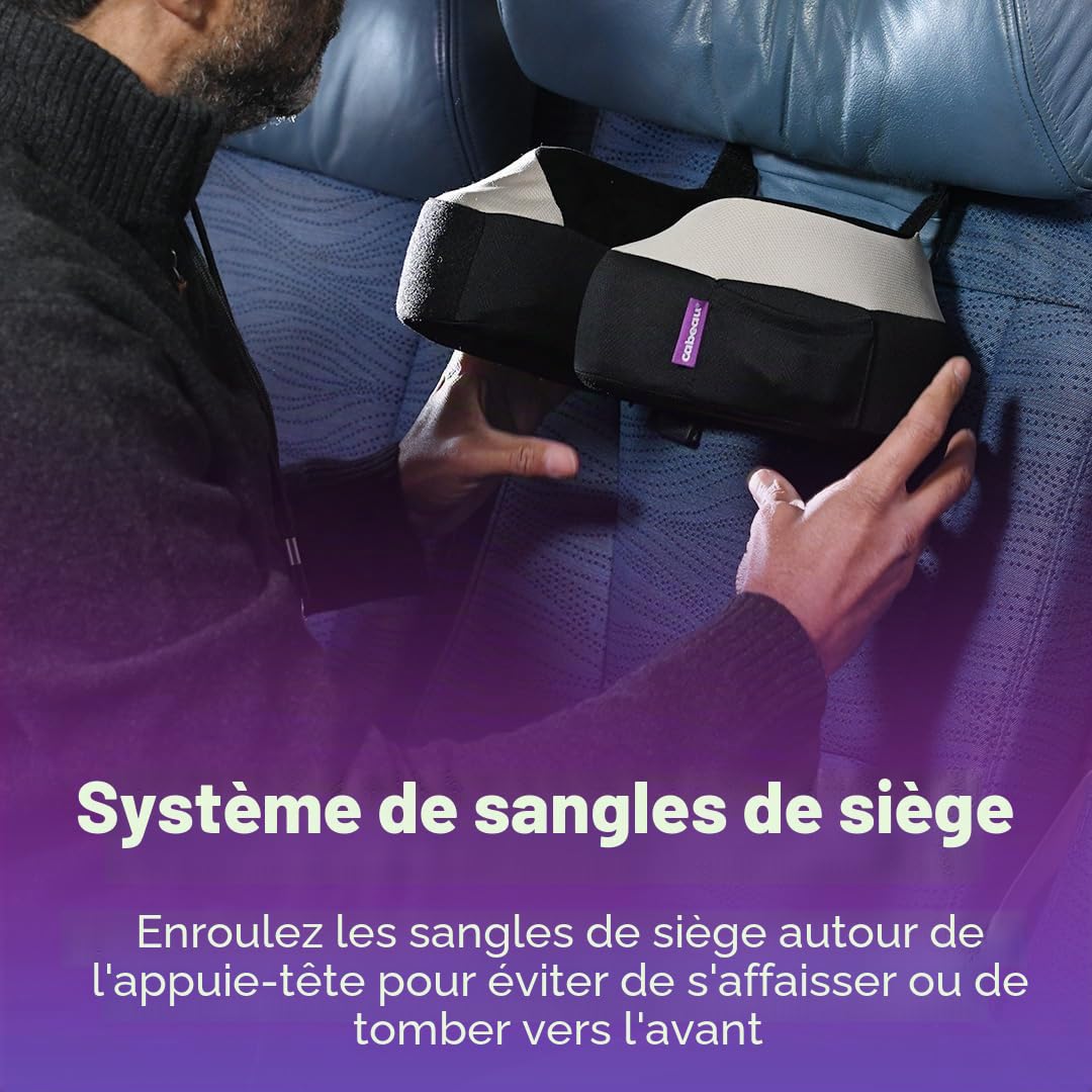 Cabeau The Neck's Evolution, TNE S3 Voyage Oreiller Cervical en Mousse à Mémoire de Forme - Oreiller de Cou avec Sangles de Fixation - Soutien à 360 Degrés pour Voyage, Maison, Bureau et Jeux - (Le