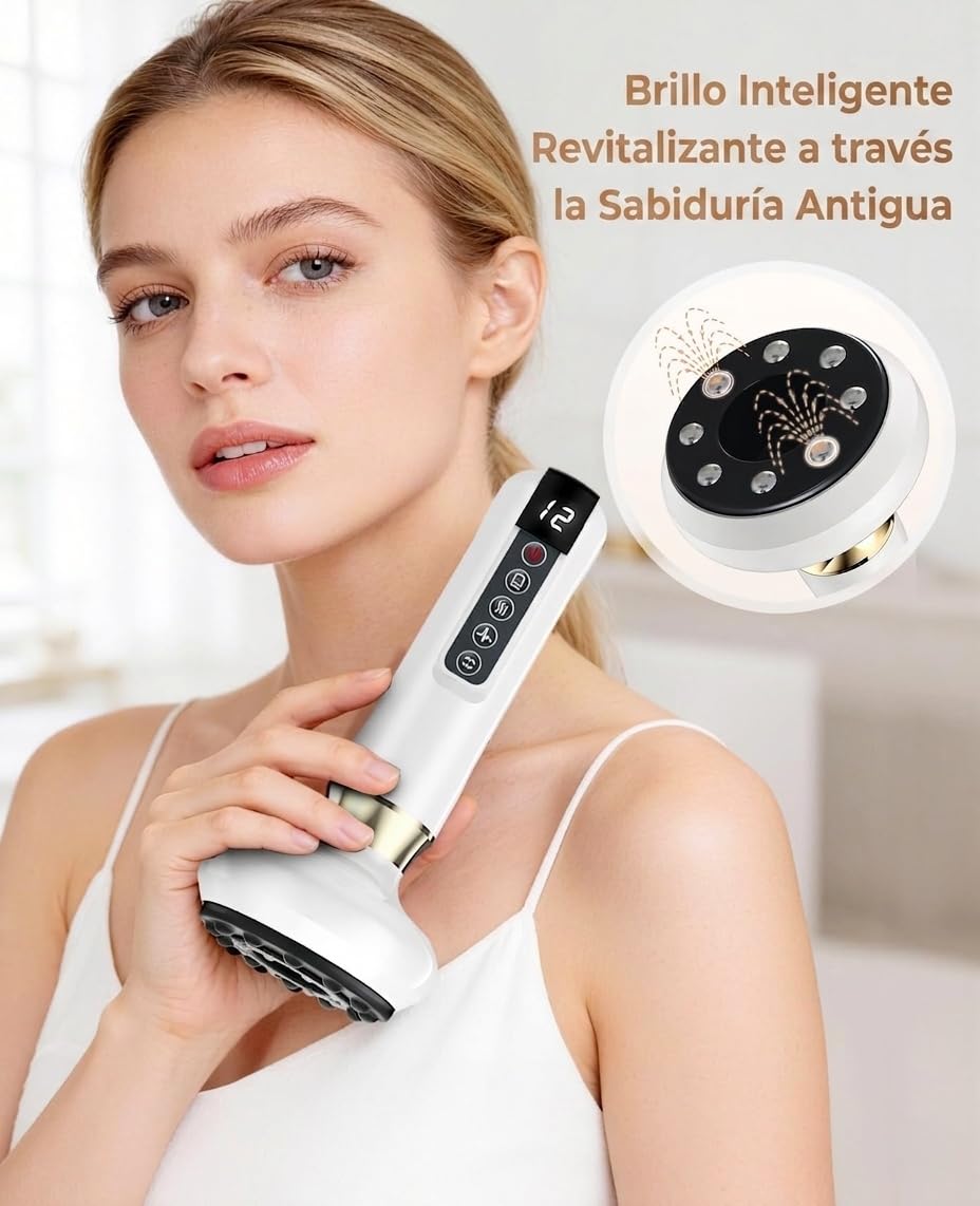 Masajeador Anticelulitico Reductor, Dispositivo de Masaje de Ventosas Eléctrico, 12 Niveles de Succión, Dispositivo de Ventosas Eléctricas para Abdomen, Cintura Brazos y Piernas (Blanco)