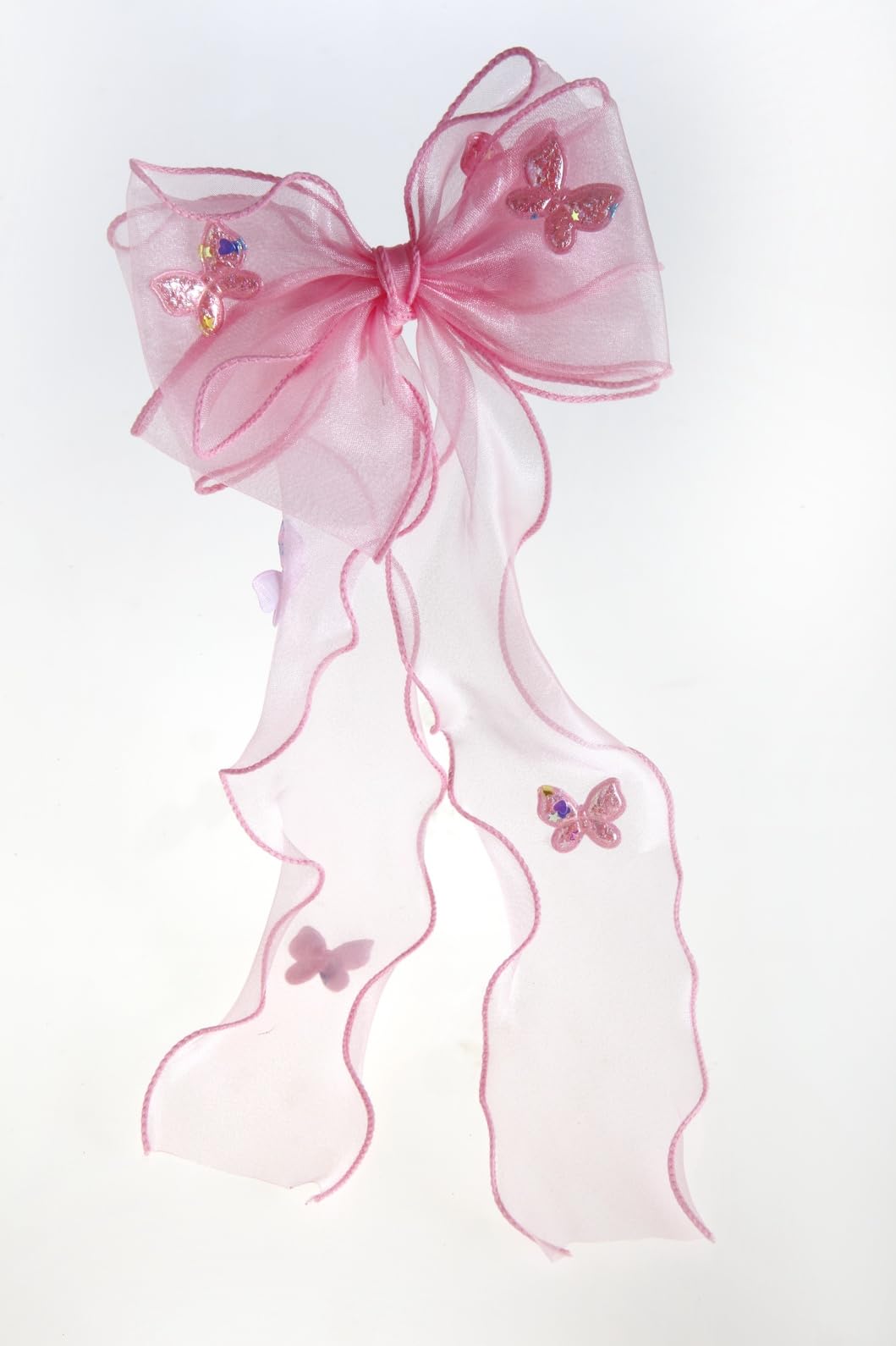 JEJA Butterfly Organza Ribbon Hair Bow Clip for Girls & Women | Long Tail Sheer Ribbon Bow with Alligator Clip | Handmade Princess Hair Accessory for Birthday, Party, Wedding & Photoshoot (Pink, Butterfly)-image-36