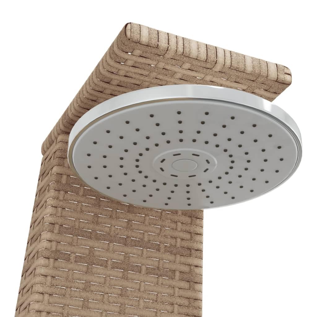 IKAYAA Pedana Doccia Esterna Doccia da Giardino con Pedana Doccia Esterna Giardino Terra in Polyrattan e Legno Acacia-Beige-55x60x224 cm
